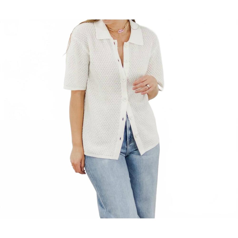 NEW RHYTHM. oversized knit shirt in white